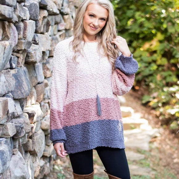Nwot Pink Colorblock Popcorn Sweater By 